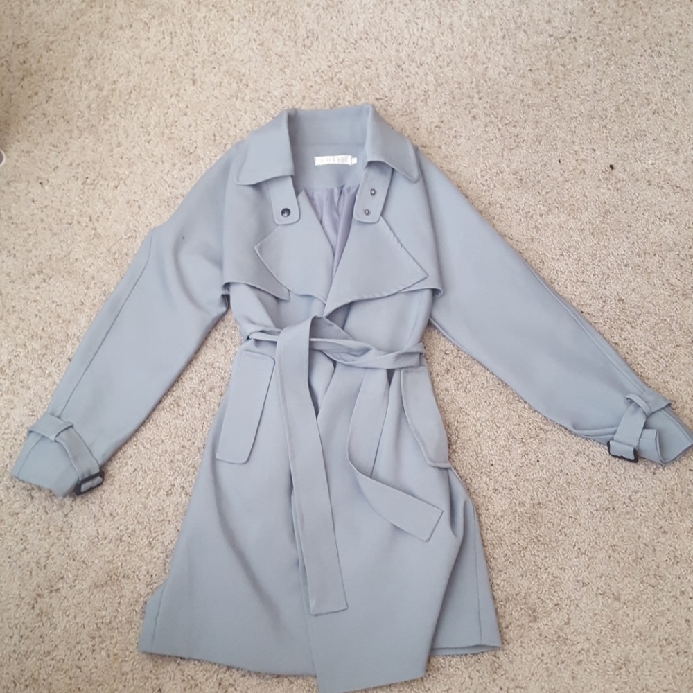 Gray blue trench coat